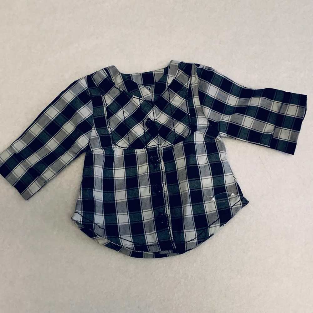 American Girl Kira Doll Adopt Dont Shop Plaid‎ Shirt Black White Checkered Top